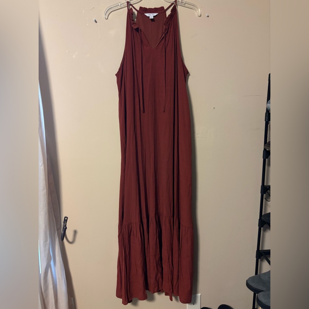 Nine West Brick Red Copper Flowy Maxi Dress